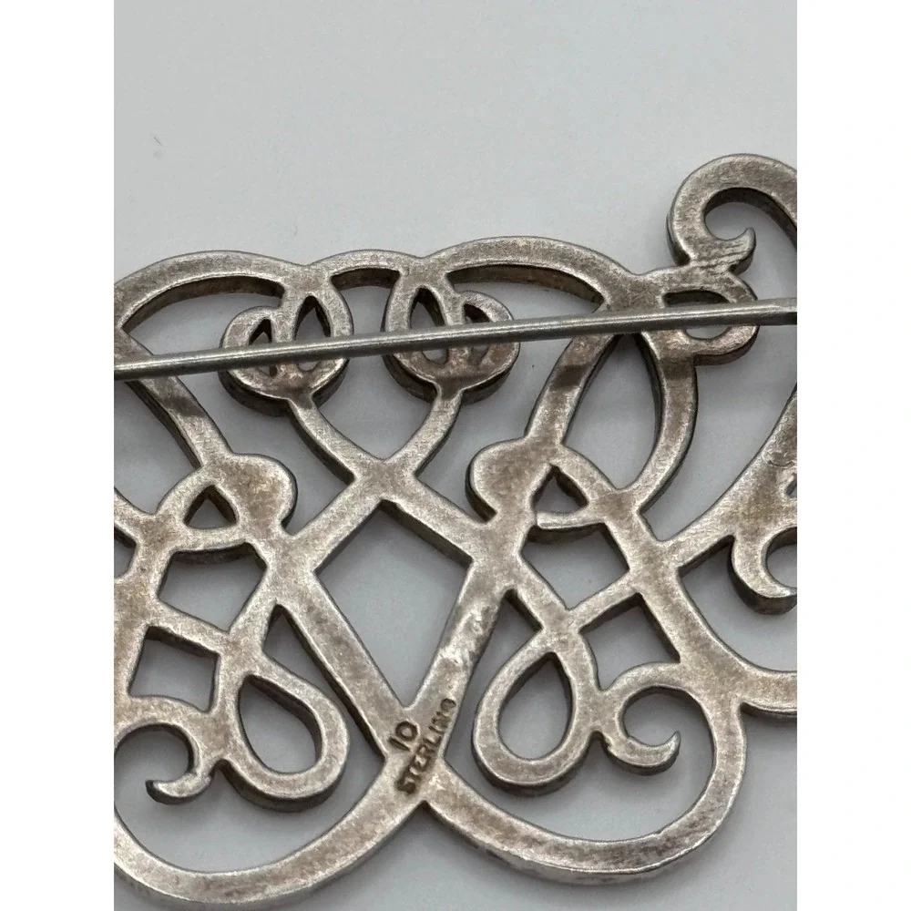 Sterling Silver Colonial Williamsburg James Craig Scroll Brooch Pin Signed IC